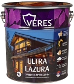 Деревозащитное средство Veres Ultra Lasura №4 орех 9 л