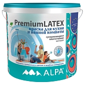 Краска влагостойкая Alpa Premium Latex для кухни и ванной база А 10 л -